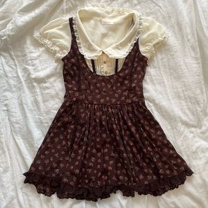 Liz Lisa Brown Floral Belt Dress